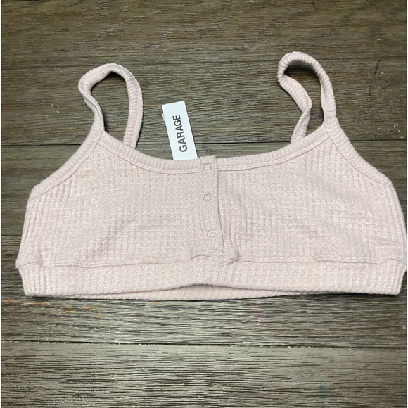 Garage ultra cropped waffle knit pink tank top Large
NWT - Picture 1 of 5